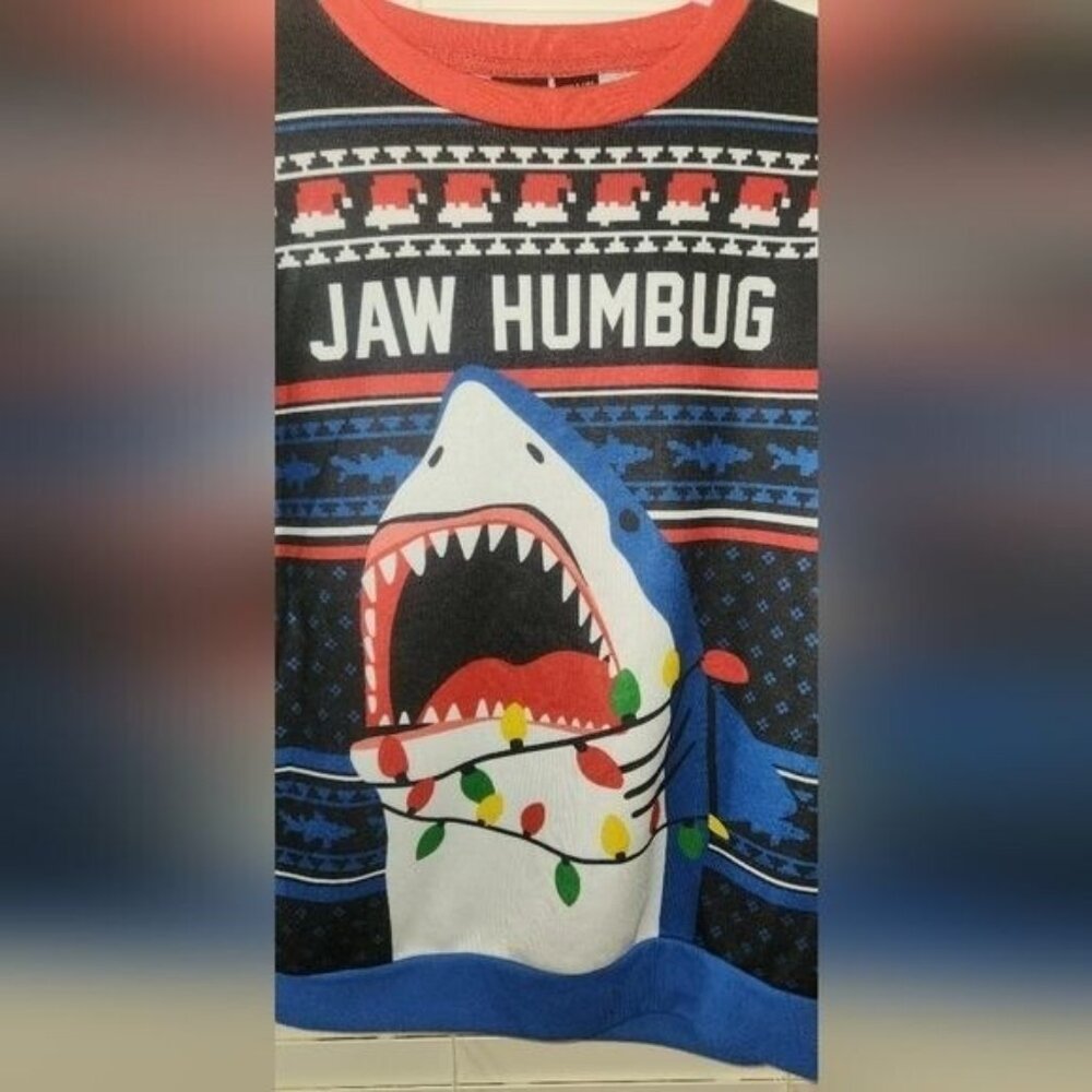 Mad Engine “JAW HUMBUG” Ugly Xmas Pullover…YOUTH XL preowned..................B5